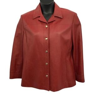 St. John Sport Red Leather Jacket L